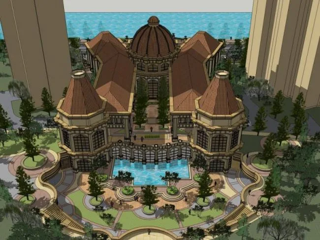 Sketchup Business Model | Multi story Clubhouse, Classical Style