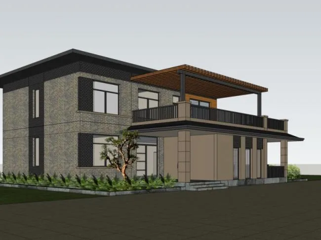 Sketchup Villa Model | Solo Villa, Modern Chinese Style