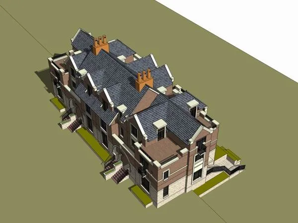 Classical Style Townhouse Villa Model in SketchUp