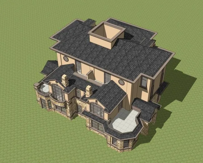 Double Split Villa SketchUp Model in French Classical Style