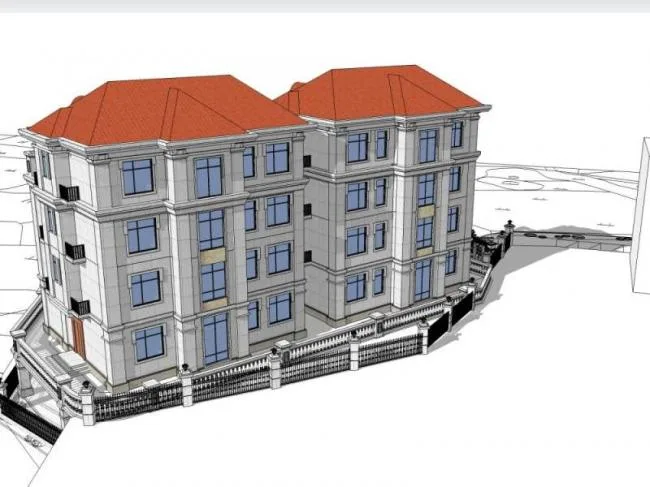 Sketchup Villa Model | Twin Villa, Classical Style