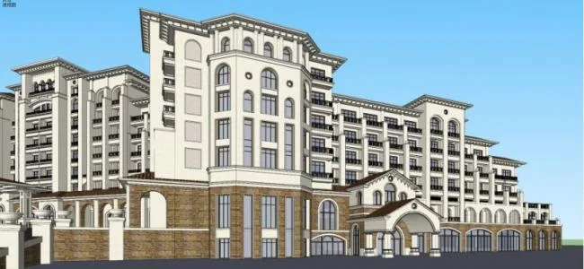 Sketchup Hotel Model | Multi story Hotel, Classical Style, Spanish Style