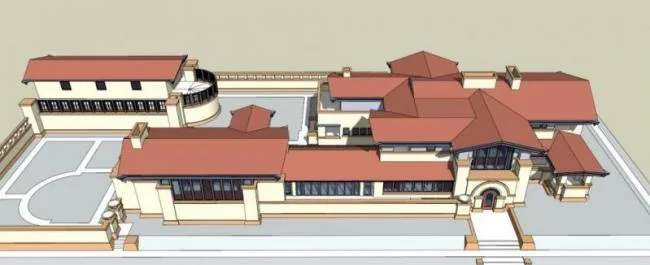 Sketchup Villa Model | Dana Thomas Villa, Wright, Classical Style