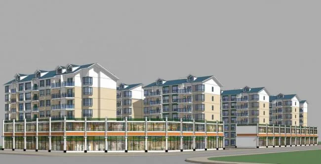Sketchup Residential Model | Multi-story Residence, New Chinese Style, Commercial Skirt, Residential Building