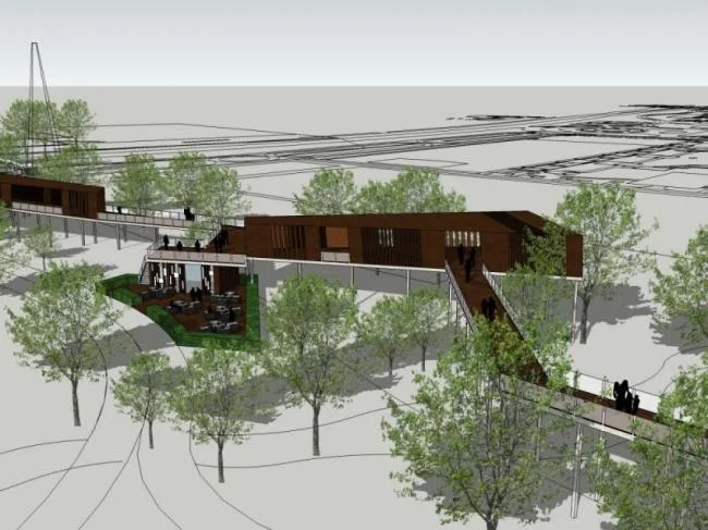 Sketchup Landscape Model | Pedestrian Bridge Landscape, Modern Style