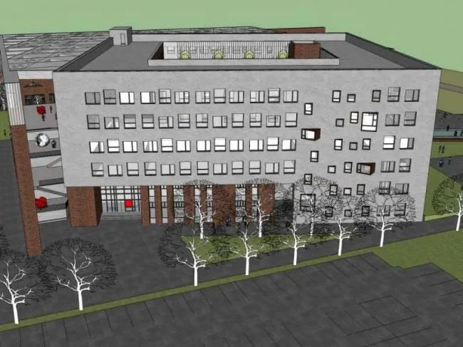 Sketchup School Model | Multi story University Architecture Institute, Campus Educational Architecture, Modern Style