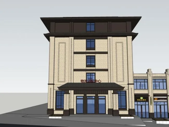 Sketchup Business Model | Multi story Commercial Complex, Classical Style