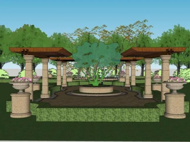 Sketchup Landscape Model | Park Landscape, Classical Style