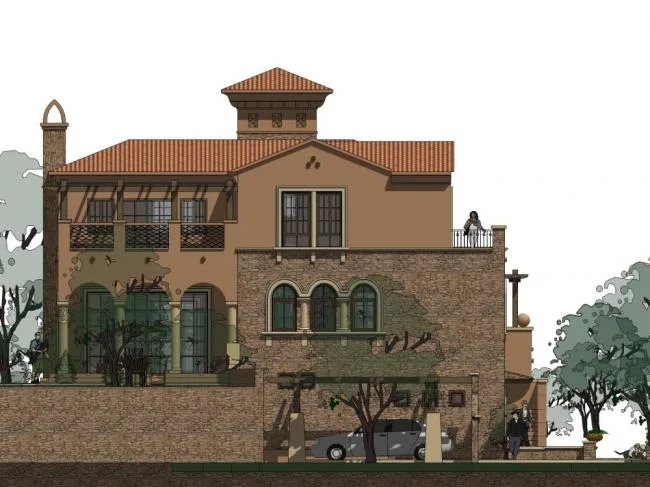Sketchup Villa Model | Solo Villa, Classical European Style