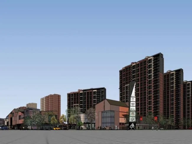 Sketchup Residential Model | High rise residential, ground floor commercial, modern style