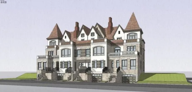 Classical Style Townhouse Villa Model in SketchUp