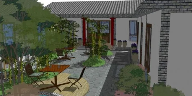 Sketchup Residential Model | Multi story Residential Courtyard, Chinese Style, Courtyard, Residential Building