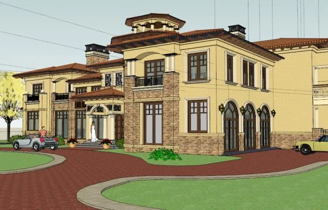 Sketchup Villa Model | Stacked Villa, Classical Style