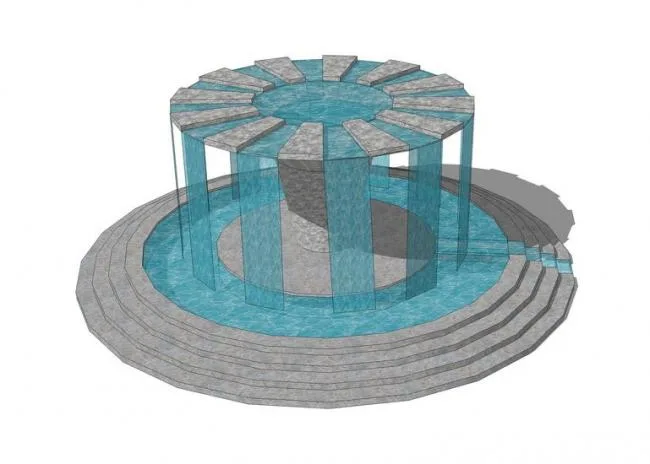 Sketchup Material Model | Waterfall Water Scenery, Pool, Fountain, Landscape