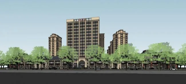 Sketchup Complex Model | High rise complex, residential area, hotel office, commercial podium, neoclassical style