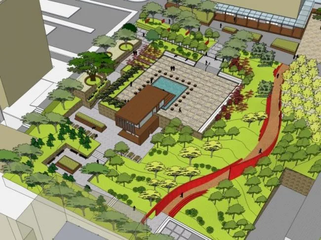 Sketchup Landscape Model | Square Landscape, Modern Style