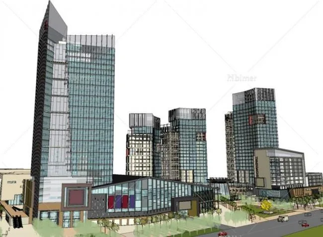 Sketchup Complex Model | Multi story Urban Complex, Modern Style