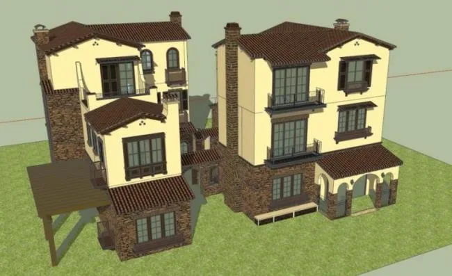 Sketchup Villa Model | Stacked Villa, Classical Style