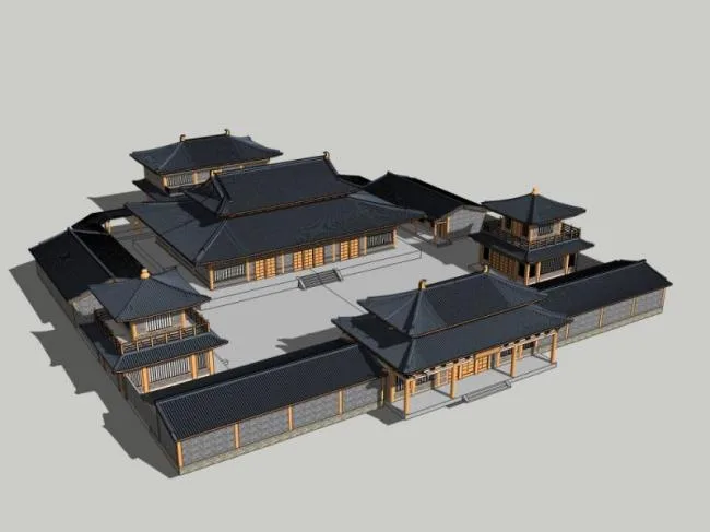 Sketchup Ancient Architecture Model | Multi story Ancient Temple Complex, Ancient Architecture, Chinese Style