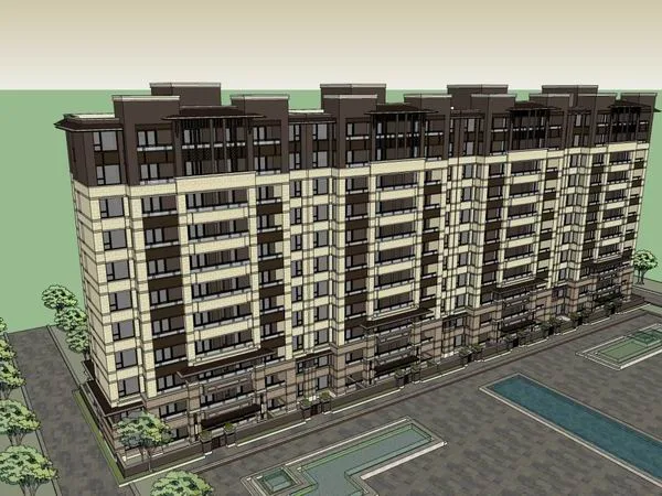 Sketchup Residential Model | Multi story Row House, Classical Style, 11 Floors