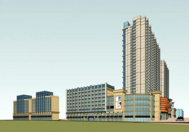 Sketchup Residential Model | High rise residential, ground floor commercial, commercial podium, modern style