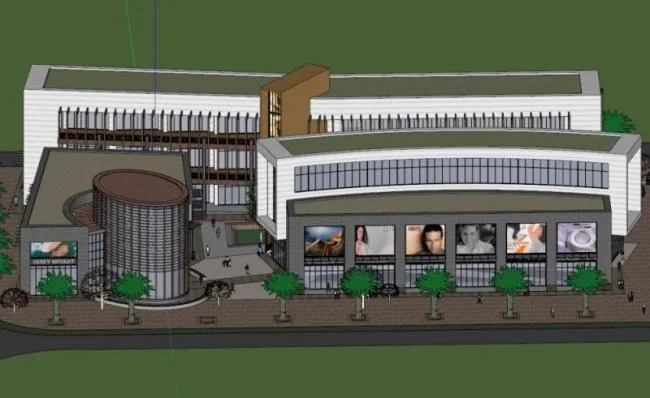 Sketchup Business Model | Multi story Commercial Street Clubhouse, Shopping Plaza, Modern Style