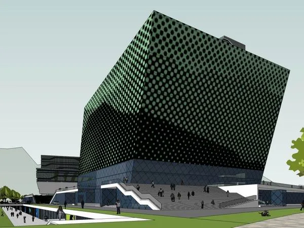 Modern High-Rise Office Building Model in SketchUp