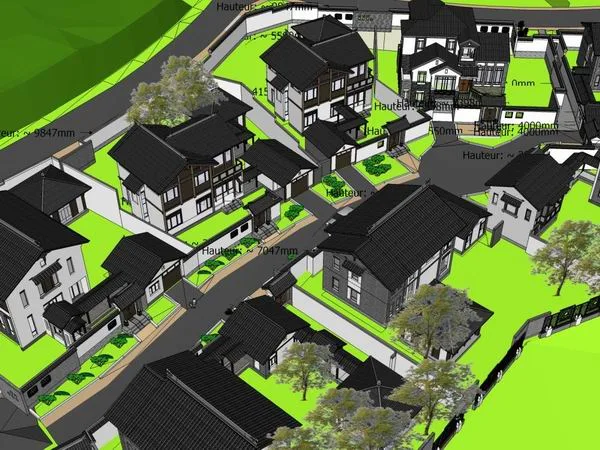 Sketchup Villa Model | Chinese style sloping roof villa, classical style