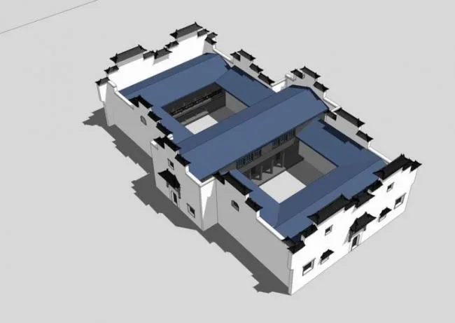 Sketchup Residential Model | Multi story Courtyard, Chinese Style