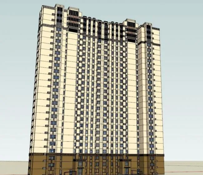 Sketchup Residential Model | High rise residential building, one staircase five households, residential building, Western neoclassical style