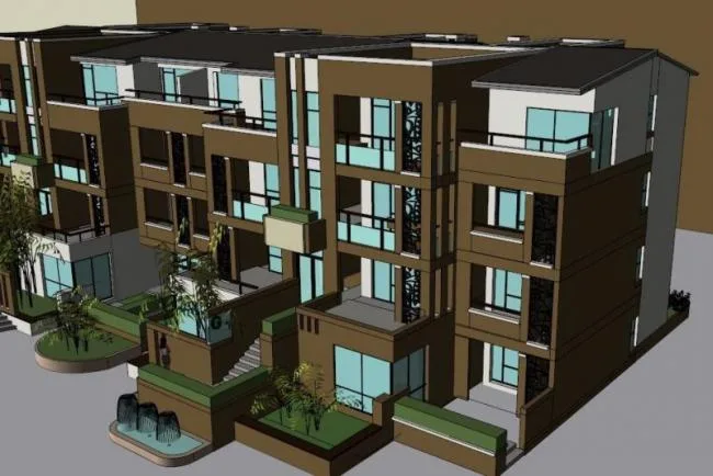 Sketchup Villa Model | Multi row Villa, Modern Style