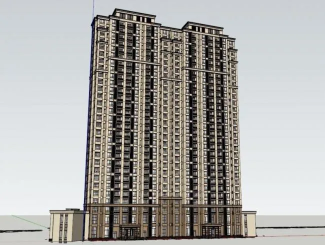 Sketchup Residential Model | High rise residential, ground floor commercial, classical style