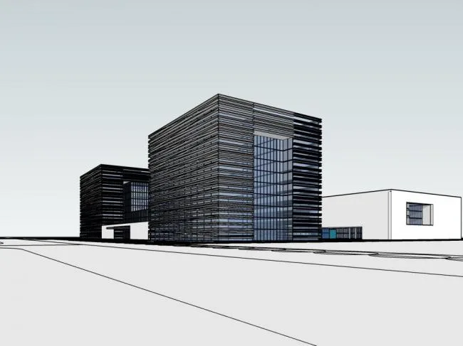 Sketchup office model | Small high-rise office building, modern style