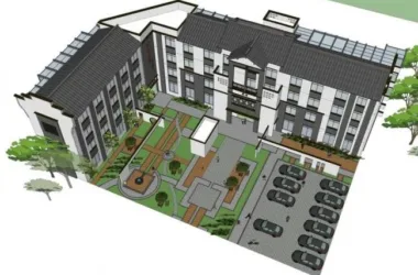 SketchUp Multi-Story Hotel Model Inspired by Huizhou and Chongqing Shangqing Temple Styles-BIM WORLD