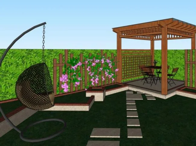 Sketchup Landscape Model | Villa Landscape, Courtyard Landscape, Modern Style