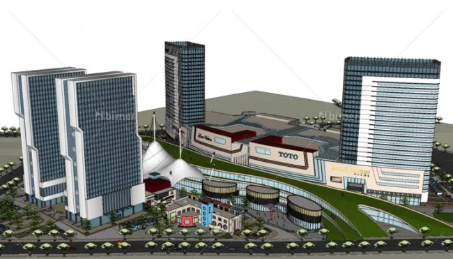 Sketchup Complex Model | Multi story Shopping Center, Commercial Complex, Modern Style