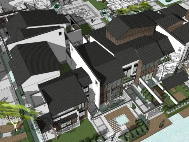 Sketchup Residential Model | Low rise Residential, Chinese Style