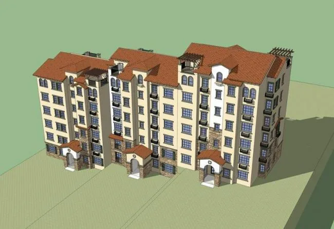 Sketchup Residential Model | Multi story Residence, Residential Building, Western Style, Spanish Style
