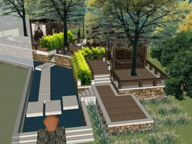 Sketchup Landscape Model | Clubhouse Landscape, Modern Style
