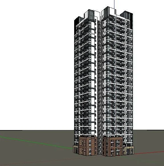 Sketchup Residential Model | High rise residential building, butterfly shaped layout, modern style, residential architecture