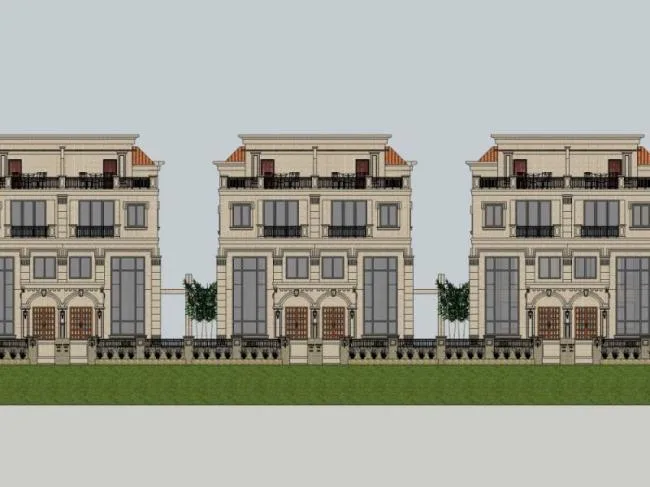 Sketchup Villa Model | Multi row Villa, Modern Style