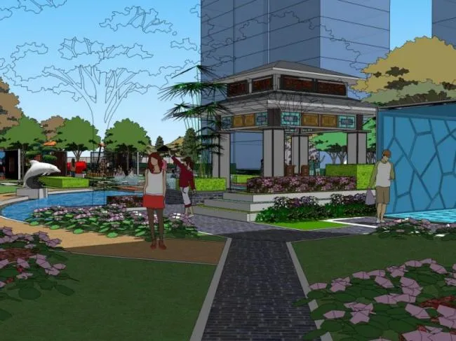 Sketchup Landscape Model | Residential Landscape, Residential Landscape, Modern Chinese Style