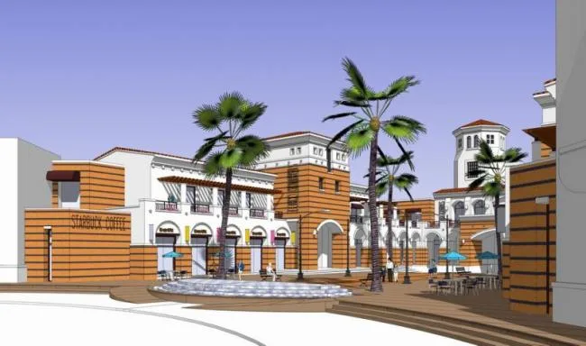 Sketchup Business Model | Multi story street side commercial, Spanish classical style