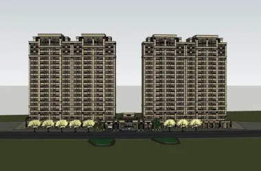 SketchUp Model: High-Rise Residential with Ground-Floor Commercial in Classic Style-BIM WORLD
