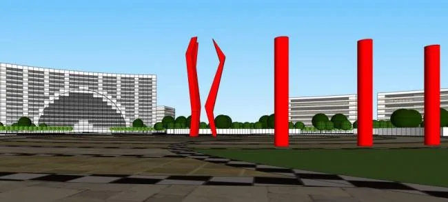 Sketchup Landscape Model | Square Landscape, Modern Style, Hotel Office, Entrance, Urban Sketch