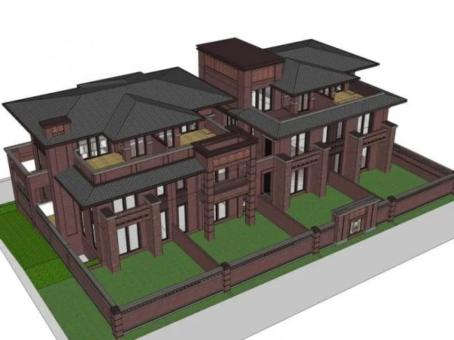 Sketchup Villa Model | Twin Villa, Modern Style