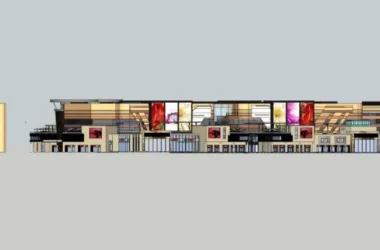 SketchUp Business Model: Modern Multi-Story Commercial Pedestrian Street Design-BIM WORLD