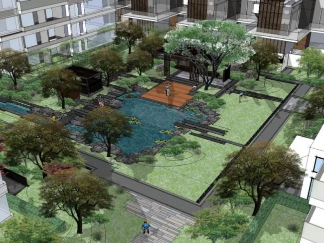 Modern Residential Landscape Design in SketchUp