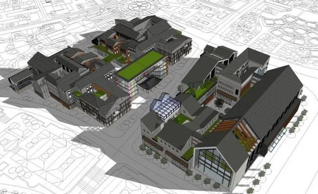 SketchUp Multi-Story Office Model with Chinese Architectural Style