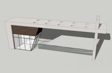 Modern School Entrance Gate Material Model for SketchUp | Landscape Component Included-BIM WORLD
